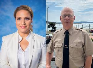 From left are Brit Kraner and James Marrow