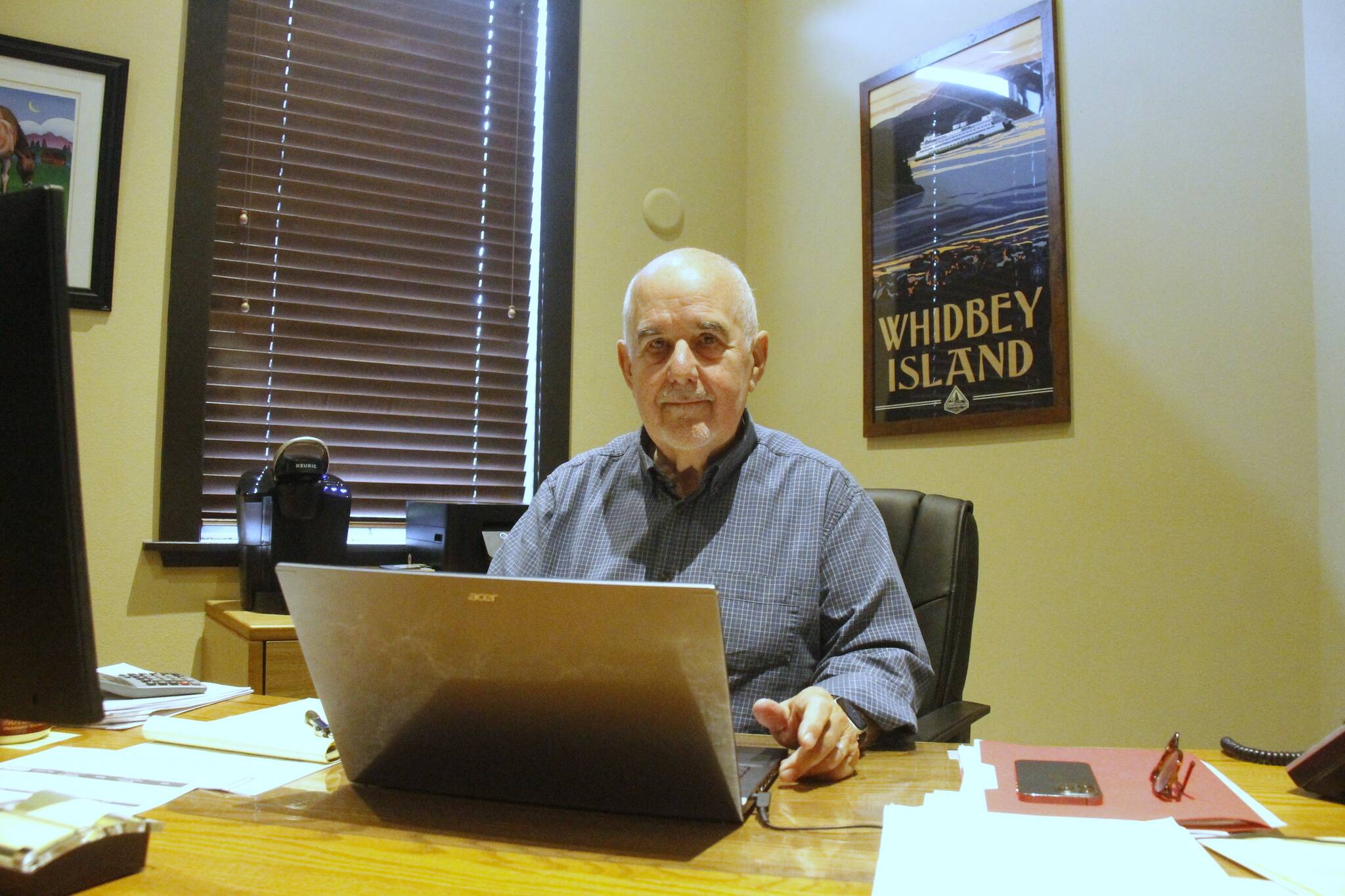 Photo by Kira Erickson/South Whidbey Record
Jim Pivarnik, the executive director of the Port of South Whidbey, at work in his Freeland office.