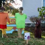 Photo by Marina Blatt
The United Methodist Church in Coupeville created scarecrow versions of Scooby, Daphne, Velma, Shaggy and Fred in front of a cutout of the Mystery Machine van.