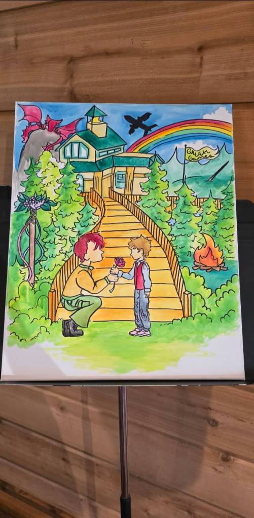 (Photo by Martha-Rocio Gil-Osorio) This artwork submitted as part of the Youth of Color Collective shows Luna Bartholomew, left, as an older child participating in a Waldorf School tradition.