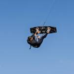 (Photo by Gary Skiff) Martin Anderson hangs upside down, appearing frozen in time.