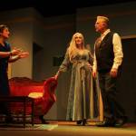 Elvira turns the husband and wife against each other. From left are Shealyn Christie (Ruth), Abby Thuet (Elvira) and Lachlan Waterbury (Charles). (Photo by Marina Blatt)