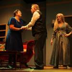 Elivira does little to hide her jealousy of her husbands new wife. From left are Shealyn Christie (Ruth), Abby Thuet (Elvira) and Lachlan Waterbury (Charles). (Photo by Marina Blatt)