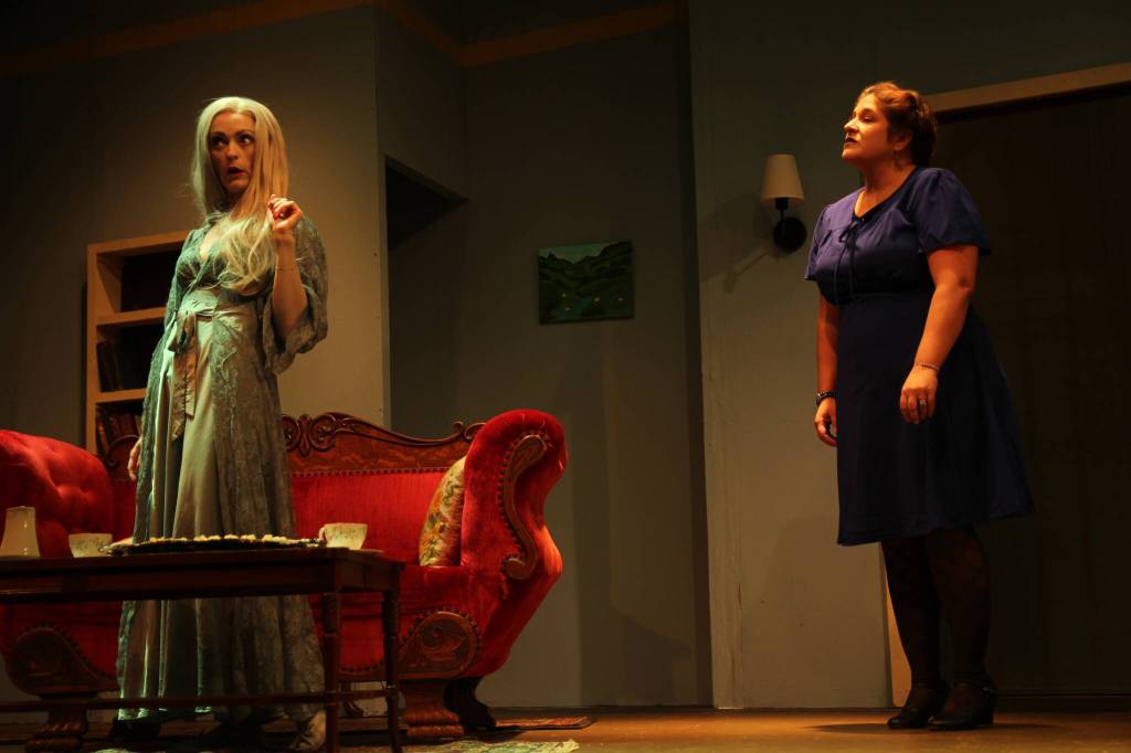 Abby Thuet (Elvira) and Shealyn Christie (Ruth) are at odds with each other. (Photo by Marina Blatt)
