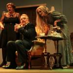 Charles squirms when the ghost of his first wife comes near. From left are Shealyn Christie (Ruth), Lachlan Waterbury (Charles) and Abby Thuet (Elvira). (Photo by Marina Blatt)