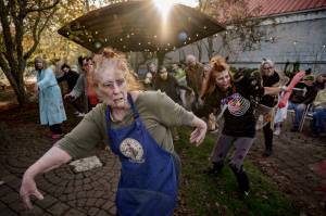 Zombies in 2023s flash mob strike a spooky pose. (File photo by David Welton)