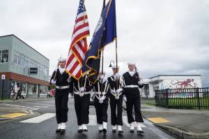 File photo
Sea Cadets wielded flags at the Veterans Day Parade in Oak Harbor last year.