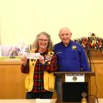 Photos provided. Coupeville Lion Cindy Van Dyk and Club President Gary Youngs announced the donation at a meeting on Wednesday, Nov. 19.