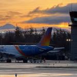 Photo provided
A plane is parked at the Bellingham International Airport in front of a surreal Washington sunset.