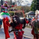 Photo by David Welton 
Lady Klinkerbell Krampus, Whidbey Island’s very old Krampus, walked along with Saint Nick, a long-legged elf and many other creative characters during the Holly Jolly Parade in Langley Saturday. While Lady Klinkerbell Krampus may look scary, she’s part of a Northern European tradition that celebrates whimsy and the mischievous side of the holidays, according to the Whidbey Island Fair website. The Langley parade was one of several community events held on Saturday to welcome the Christmas season.