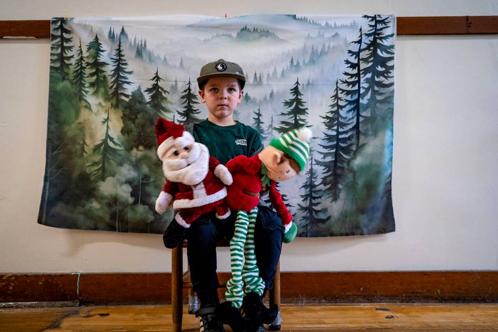 (Photo by David Welton) Caleb Russell, 5: These. (Santa and elf stuffed animals.) A shark stuffie. And a dirt bike.