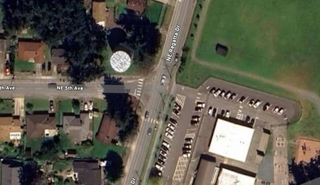 Screenshot from Google Maps
An aerial view of the crosswalks causing concern, located in close proximity to an exit point from the school parking lot.