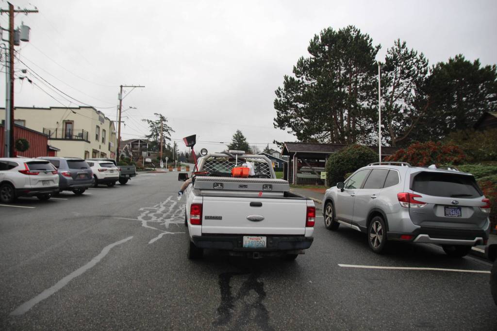 Photo by Marina Blatt
The town provides all of Waterburys supplies  from his cleaning truck, to his bright yellow vest.