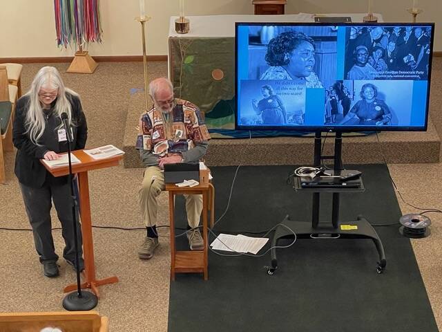 (Photo provided) Mary Sandford and Dick Hall presented during the 2025 MLK event Women of the Movement.