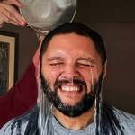 Photo provided. Brandon Doucette does the #vets2x Ice Bucket Challenge like a champ, sporting a big smile as freezing water drips down his face.