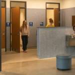 This image of a gender-neutral restroom, from Finn Hill Middle School in the Lake Washington School District, shows how the design of floor-to-ceiling stalls and an open handwashing area will be implemented in a similar way in the construction of new restrooms in South Whidbeys middle school and high school.