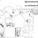 This design from the presentation shows the location of restrooms on the first floor of the South Whidbey Middle School and High School.