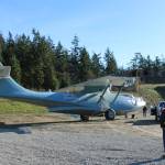(Photo by Allyson Ballard) The PBY, pictured here shortly after its safe landing at the museum, will undergo planned restoration work over the next several months.