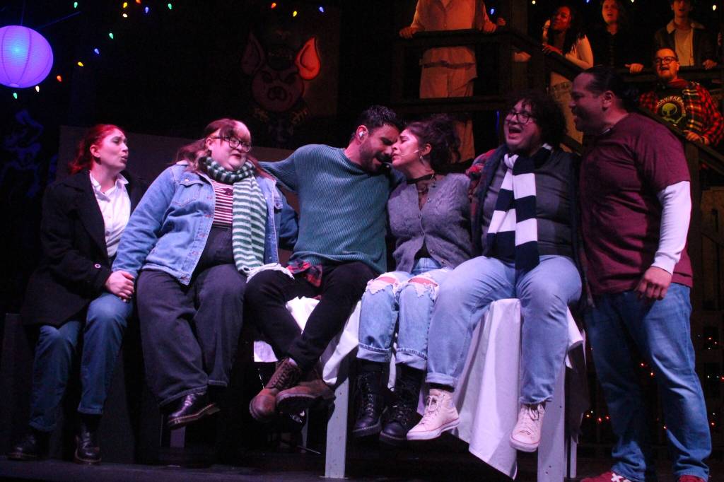 (Photo by Marina Blatt) The rock musical, RENT, follows the story of a group of friends living like there is no tomorrow as they face lifes struggles and embrace the strength of community. From left are Ashley Cappelli, Shelbie Monotoya, Cris Matochi, Karla Luna, Andrew Pierzchala and Karl Borja.