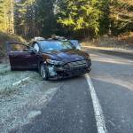 (Photo provided by Island County Sheriffs Office) The Ford Fusion, the first car involved in the crash, had the least damage.