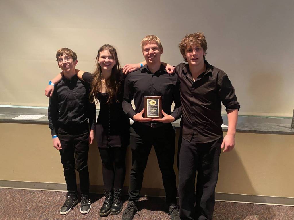 Photo provided. The 2025-2026 South Whidbey High School Jazz Trombone Section Honors at Clark College Jazz Festival.