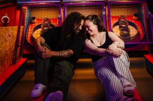 (Photo by DAmore Photography at The Oak Bowl and Marios Pizza) Oak Bowl and Marios Pizza is offering a Sweet Date Night Package: couples receive a heart-shaped pizza, two sodas, arcade cards and mini donuts.