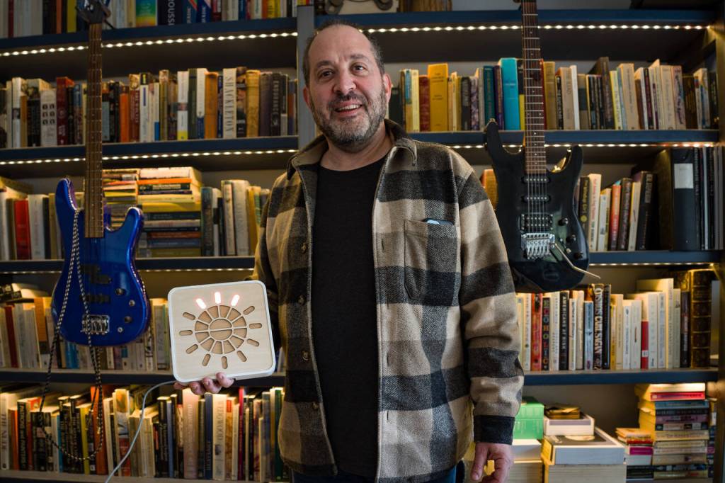 (Photo by David Welton) The HelioKron tracks the movement of the sun, chiming when sunset is near.