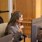 Photo provided. Student Director Aanchal Batwara poses questions to legislative panelists during the Educational Advocacy Summit at the Washington State Capitol.