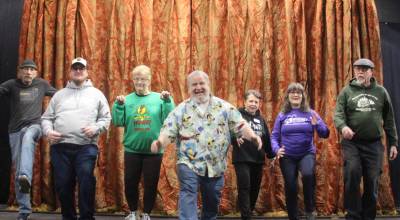 Photo by Marina Blatt. Despite all of its ups and downs, today the playhouse is a light among the community: hosting more than five shows a year, classes for kids and adults, and playing the role of a second home for those who are part of it. From left are Kevin Meyer, Eric George, Rusty Hendrix, Bob Hendrix, Theresa Frazer, Susie Thompson and Jim Riney.