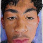 Photo from NWESD Regional High School Art Show winners gallery. Jasper Christophersons work, Up Close and Far Away: Isaiah, won the judges favorite award.