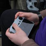 Photos by Allyson Ballard. Or, students can view video feed on handheld controllers with screens.