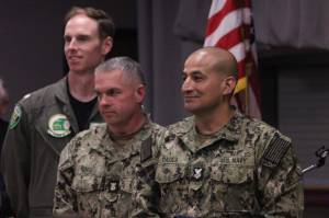 Photos by Allyson Ballard. First Class Aviation Electronics Technician Alberto Davila, pictured on the right here, won Reserve Sailor of the Year.