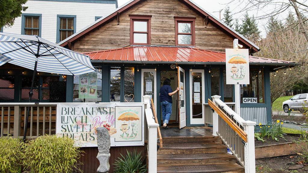 Outside of Crepe Cafe Merriweather on Thursday, March 12, 2026 in Langley, Washington. (Olivia Vanni / The Herald)