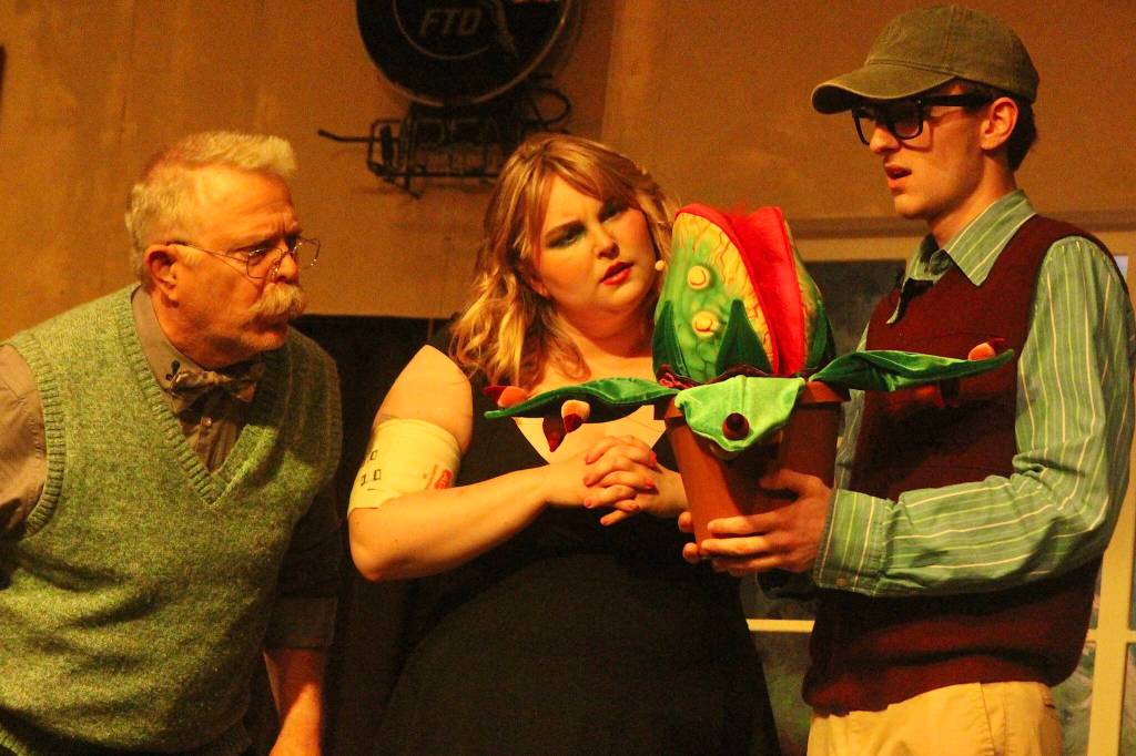 Photos by Marina Blatt
Little Shop of Horrors follows a struggling florist whose mysterious plant promises fame and fortune  so long as it keeps getting fed. From left are Lachlan Waterbury, Katelyn Duvall and Ethan Johnson.