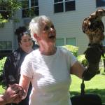 Photo by Marina Blatt. The falcon presentation was a first for Karen Bollinger during her time at the community. Oh, its out of this world, Bollinger said. It really is, because otherwise, you dont see them this close.