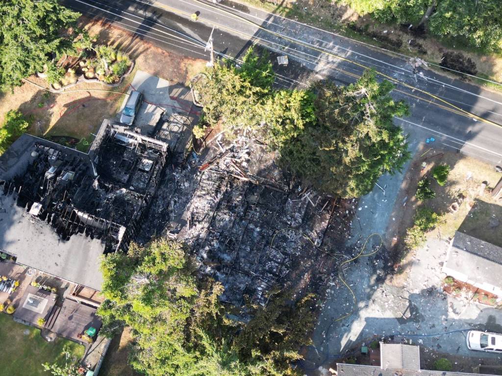Photo by Bruce McCallum. An overhead shot shows the extent of the damage.