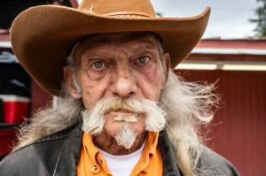 (Photo by David Welton) Despite facing some stiff competition, Maverick Zimmer took home the prize for best mustache from the Whidbey Island Fairs Best Mustache Contest for his sweeping white whiskers.